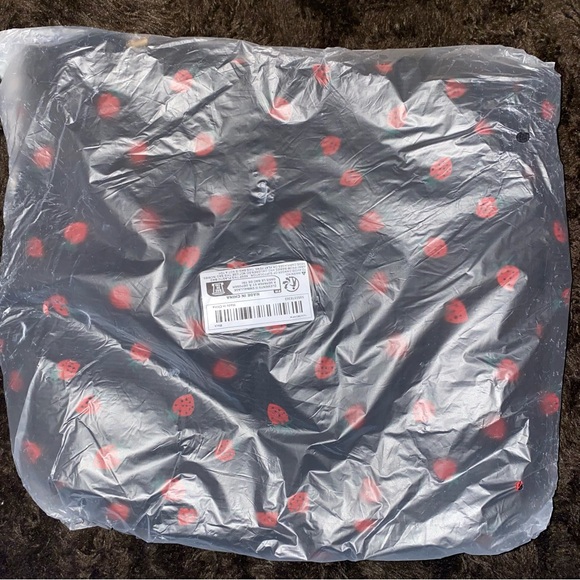 Cute Strawberry Pattern Tote Bag, Large Capacity Corduroy Shoulder Bag - Picture 5 of 6